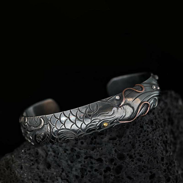 Brazalete de plata de ley 999, oro 990, pez Koi, suerte, riqueza, éxito
