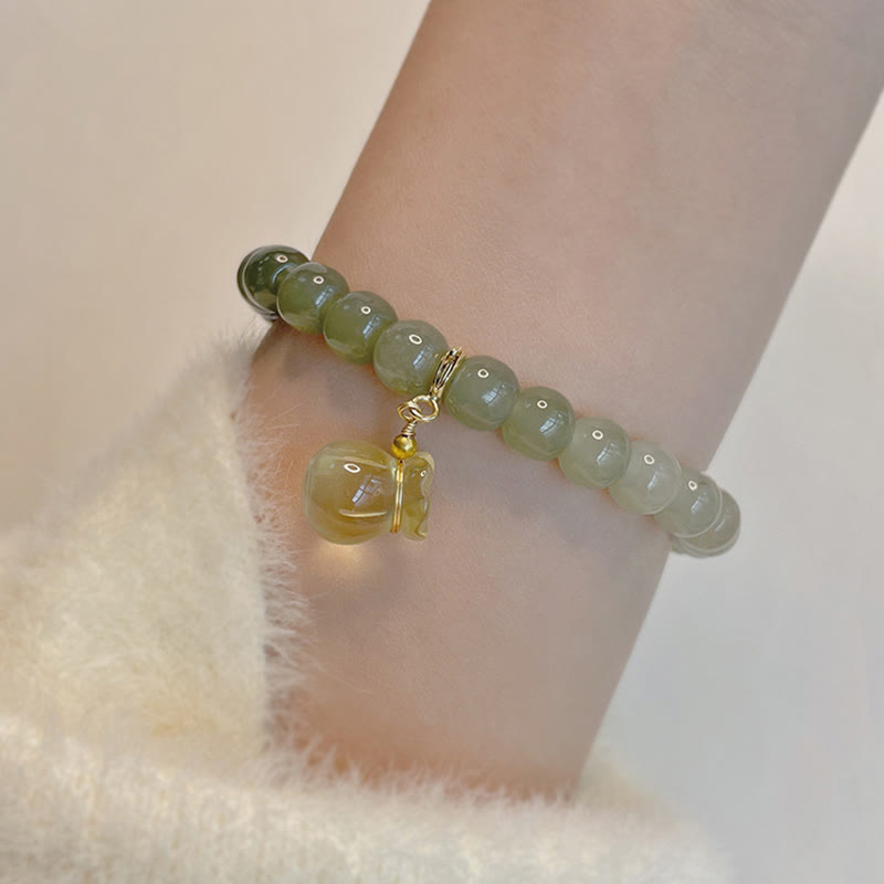 Pulsera de prosperidad con cuentas de jade natural hetiano con Buddha Stones