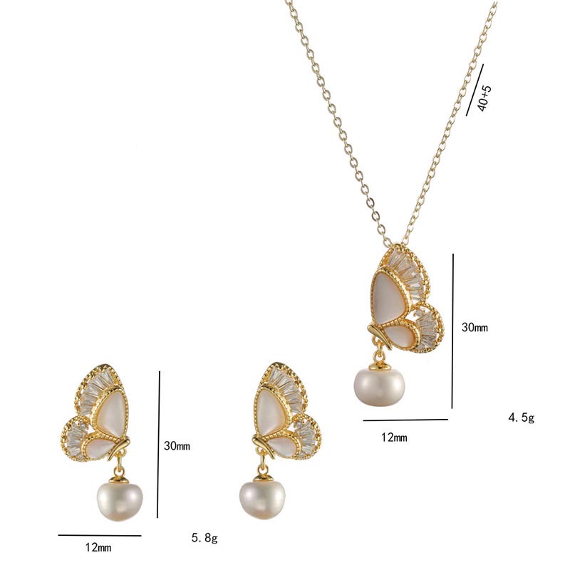 Juego de pendientes y collar curativo con cuentas de perlas de piedra Tridacna de Buddha Stones
