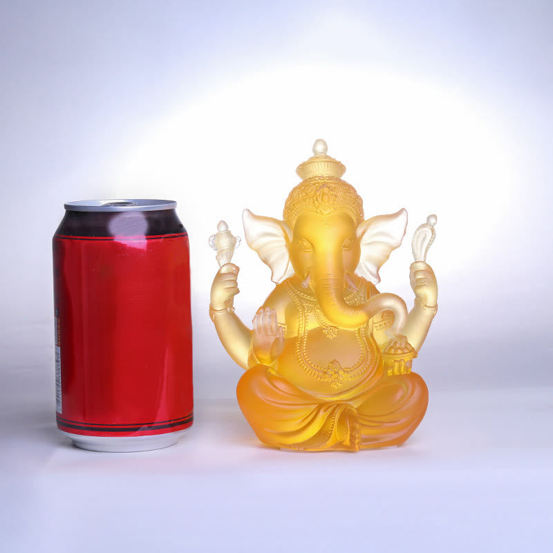 Buddha Stones hechas a mano, Ganesh Ganpati, estatuilla de elefante Liuli, pieza de arte con cristal, estatua de protección, decoración del hogar - image 8