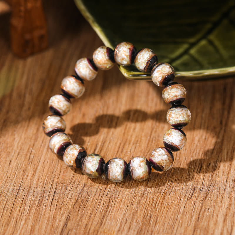 Pulsera de la riqueza de la suerte con cuentas de cristal Liuli clásicas tibetanas de Buddha Stones
