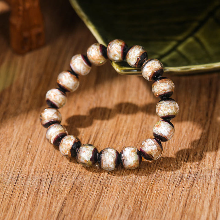 Pulsera de la riqueza de la suerte con cuentas de cristal Liuli clásicas tibetanas de Buddha Stones