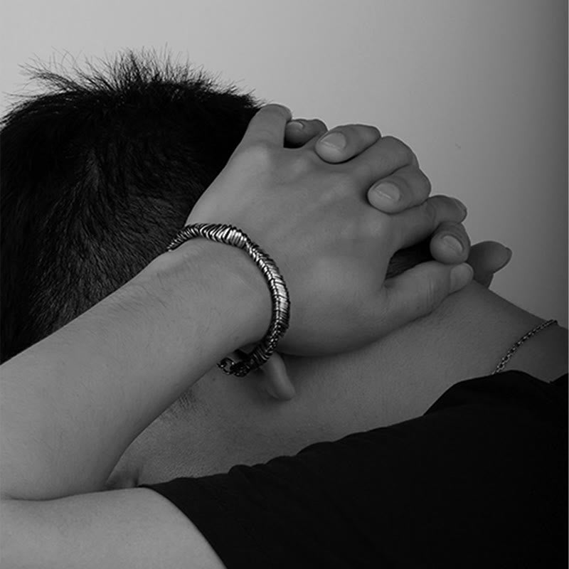Pulsera de cadena curativa de riqueza con diseño trenzado vintage de plata de ley 925 con Buddha Stones