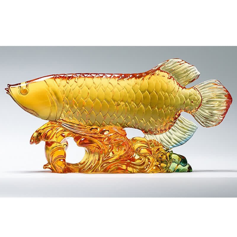 Pieza de arte hecha a mano de Liuli Crystal Koi Fish, decoración para el hogar y la Oficina