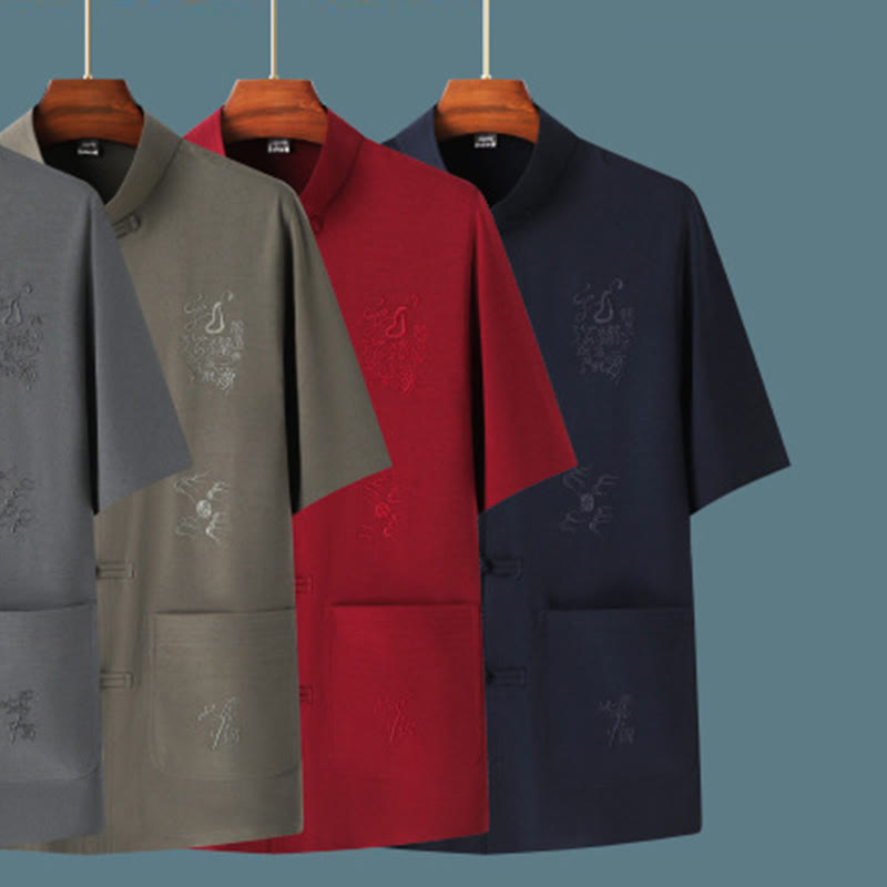 Traje Tang de Buddha Stones Hanfu dragón chino uniforme de kungfú tradicional camisetas y pantalones de manga corta conjunto de ropa para hombre - image 18