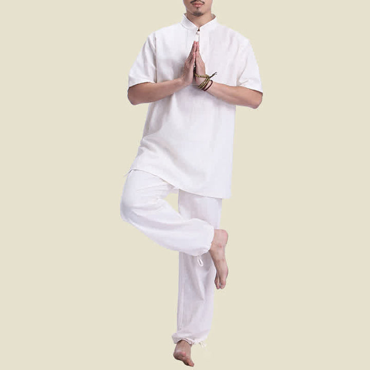 Conjunto de ropa de lino y algodón para hombre con Buddha Stones, meditación espiritual zen y práctica de oración - image 9