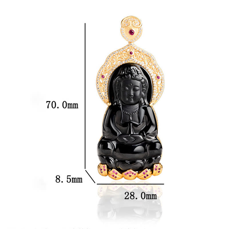 Buddha Stones, Plata de Ley 925, Jade negro Natural, Kwan Yin, Avalokitesvara, colgante de collar de riqueza - image 10