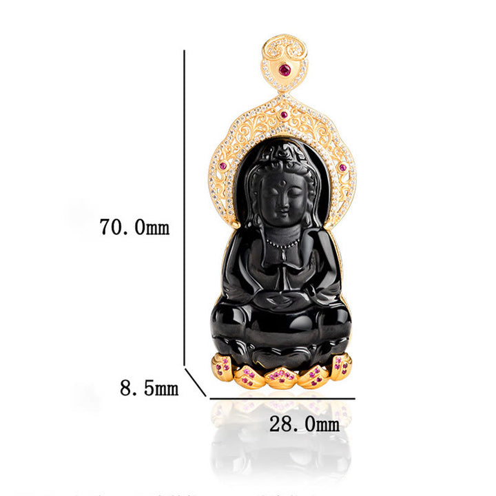 Buddha Stones, Plata de Ley 925, Jade negro Natural, Kwan Yin, Avalokitesvara, colgante de collar de riqueza - image 10
