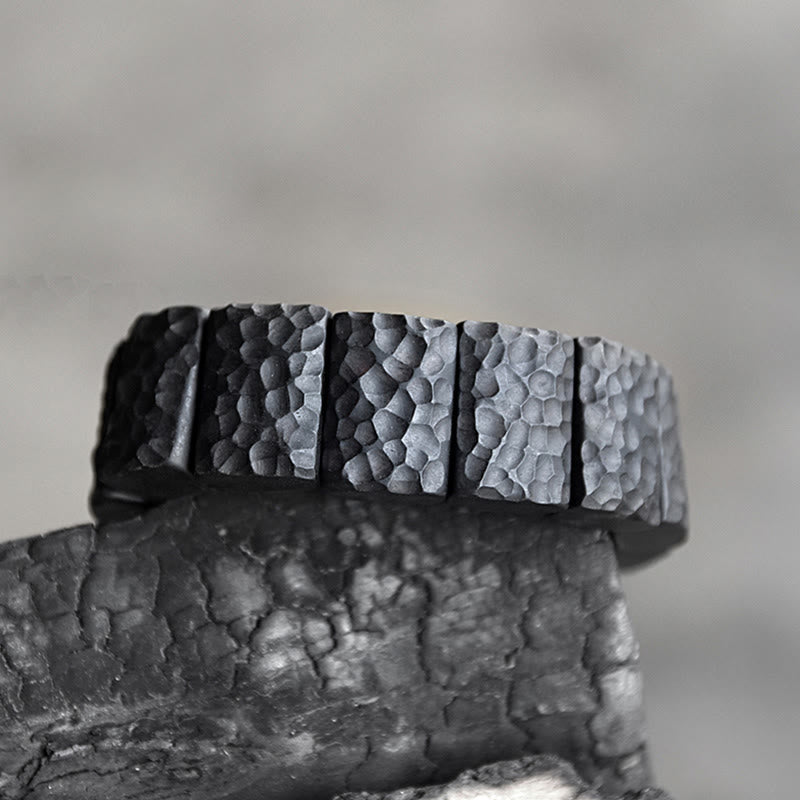 Pulsera de pareja de paz con textura de madera de ébano vintage con Buddha Stones