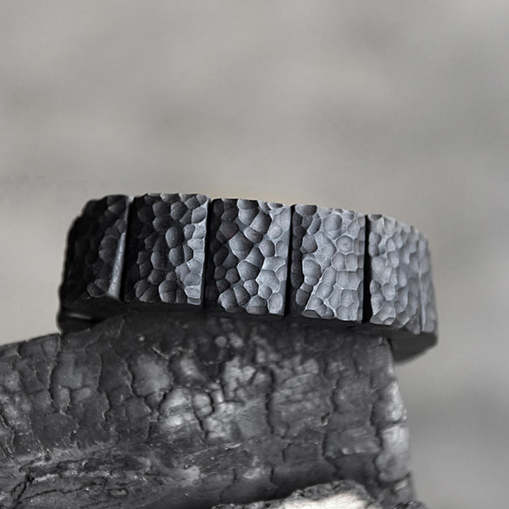 Pulsera de pareja de paz con textura de madera de ébano vintage con Buddha Stones
