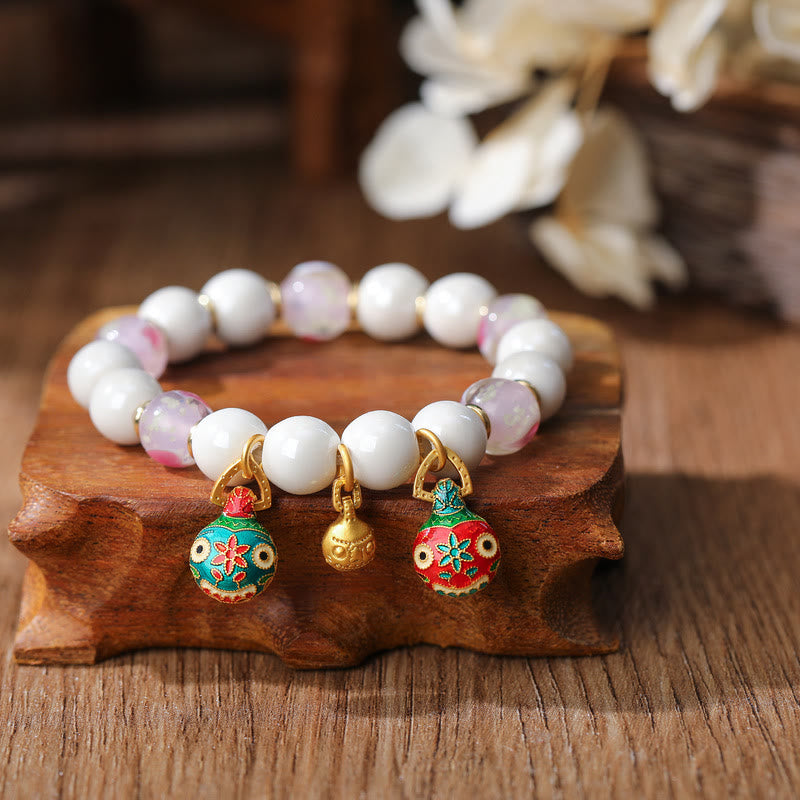 Pulsera de la suerte con cuentas de porcelana coloridas de cristal Liuli con Buddha Stones que tragan oro y bestia familiar