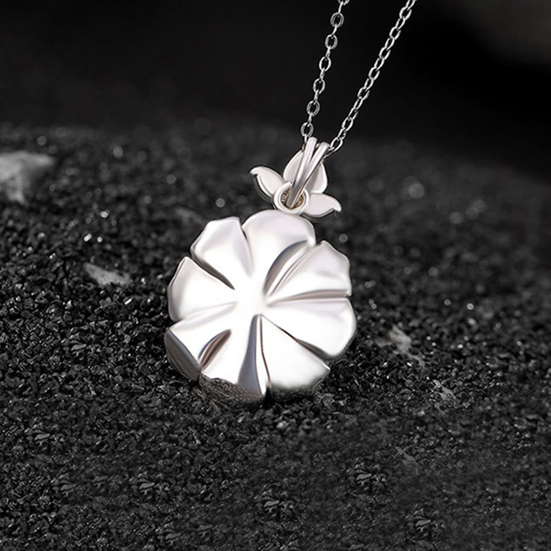 Colgante de collar curativo con perlas de flor de peonía de plata de ley 999 con Buddha Stones