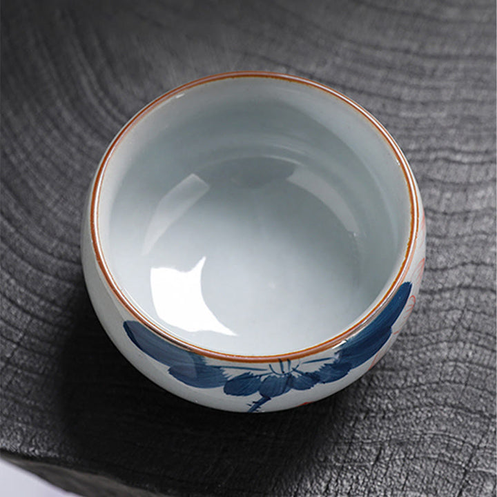 Tazas de té de cerámica de bambú con hojas de flor de loto y Buddha Stones, tazas de té de Kung Fu