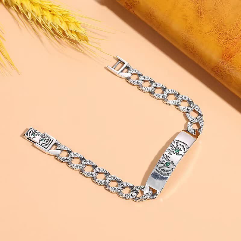 Pulsera de cadena de puño de suerte de cobre tigre