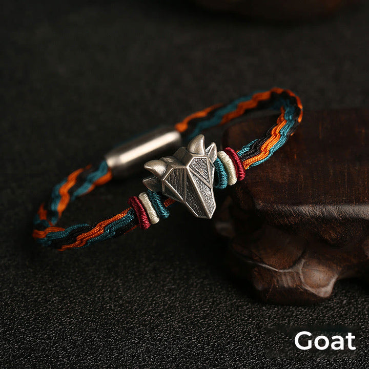 Pulsera de cuerda con nudo de reencarnación colorida, protección del zodiaco chino, Año del Dragón, plata de ley 999 hecha a mano con Buddha Stones