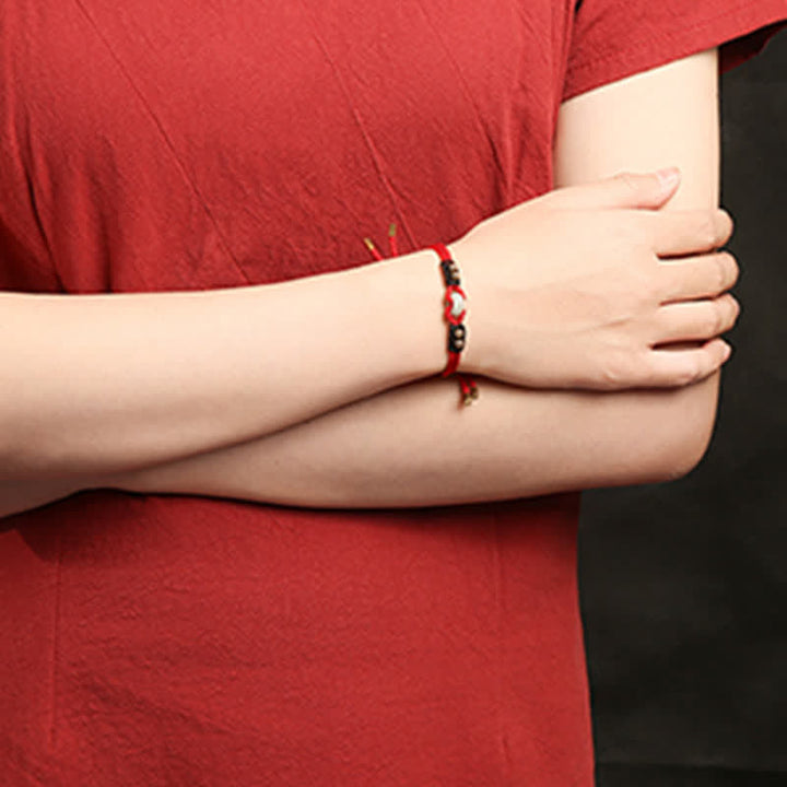 Pulsera de hilo de riqueza de abundancia de jade con hebilla de paz redonda con Buddha Stones