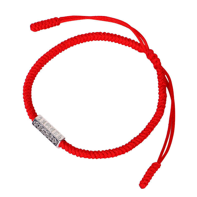 Pulsera de hilo rojo con Buddha Stones Om Mani Padme Hum, protección de la suerte