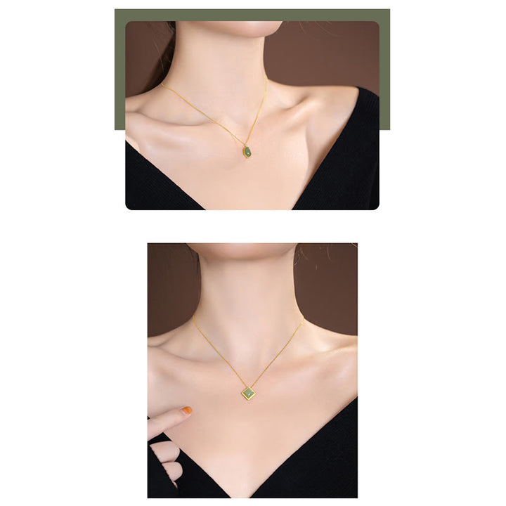 Collar con colgante de mariposa de Buda sonriente de la suerte, Jade cian Natural de Plata de Ley 925 - image 21