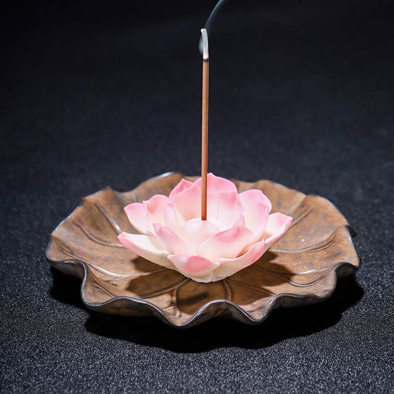 Decoración de quemador de incienso con bendición de loto tibetano