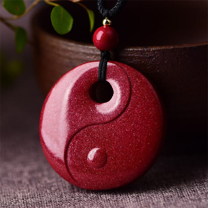 Buddha Stones, Buda sonriente, Yin Yang, calabaza del zodiaco chino, colgante de collar con bendición de cinabrio Natural - Yin-Yang 32*8mm - image 7
