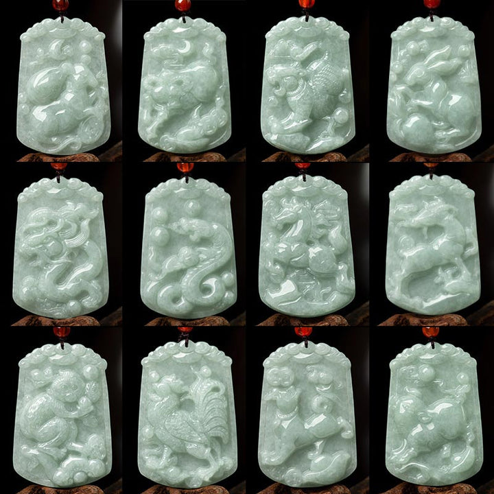 Collar con colgante de amuleto de abundancia del zodíaco chino de 12 Buddha Stones de jade natural - image 26