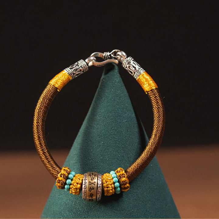 Pulsera trenzada de protección de la suerte con nudo King Kong, amuleto tibetano hecho a mano con Buddha Stones