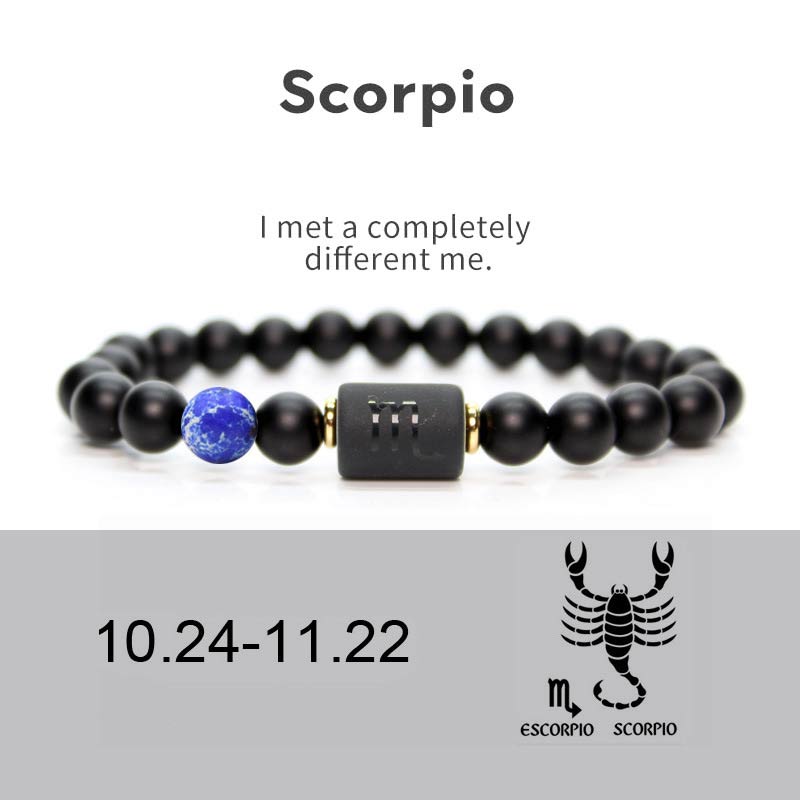 Pulsera Ajustable de Ónix Negro 12 Constelaciones del Zodíaco Buddha Stones
