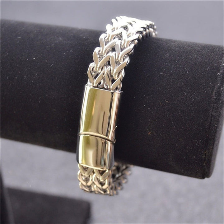 Brazalete de pulsera de equilibrio de acero de titanio con hebilla magnética de escamas de pescado de Buddha Stones