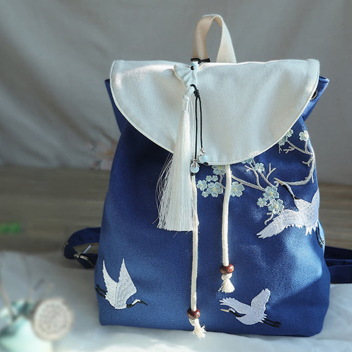 Mochila de lona de gran capacidad bordada hecha a mano con Buddha Stones