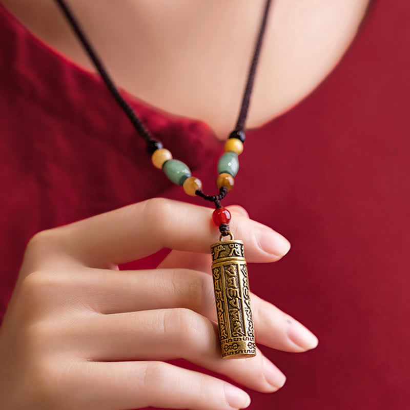 Buddhastoneshop Tibet Om Mani Padme Hum Ágata Shurangama Sutra Collar de protección colgante - image 5