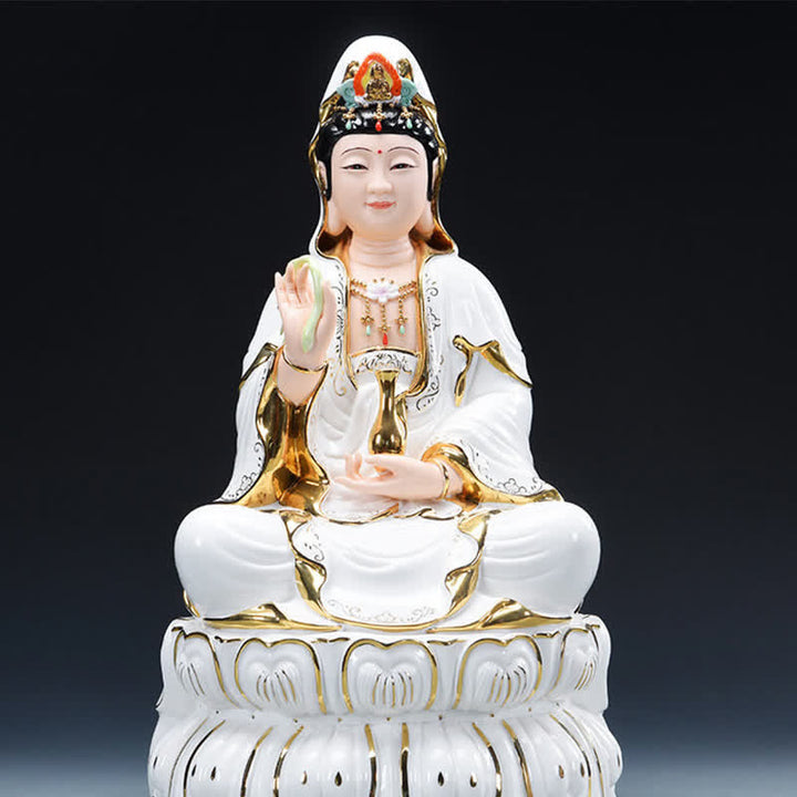Chenrezig Bodhisattva Avalokitesvara Éxito Estatua de cerámica Decoración del hogar