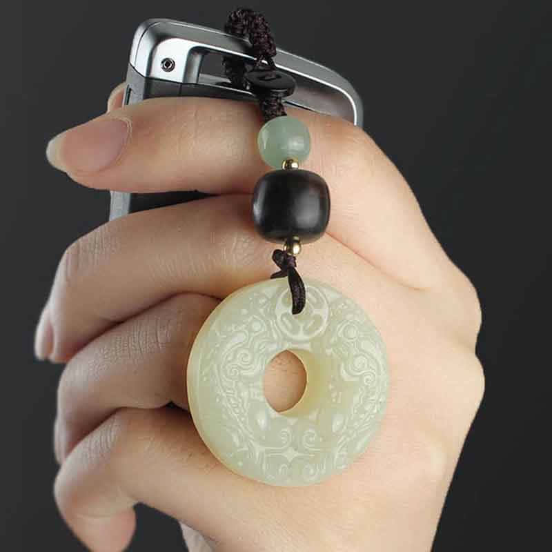 Llavero con hebilla de paz de Jade PiXiu, Buddha Stones , abundancia y riqueza