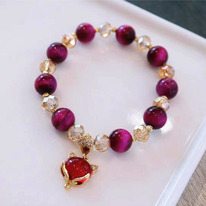 Pulsera de confianza en uno mismo con protección de zorro PiXiu y ojo de tigre rojo de Buddha Stones