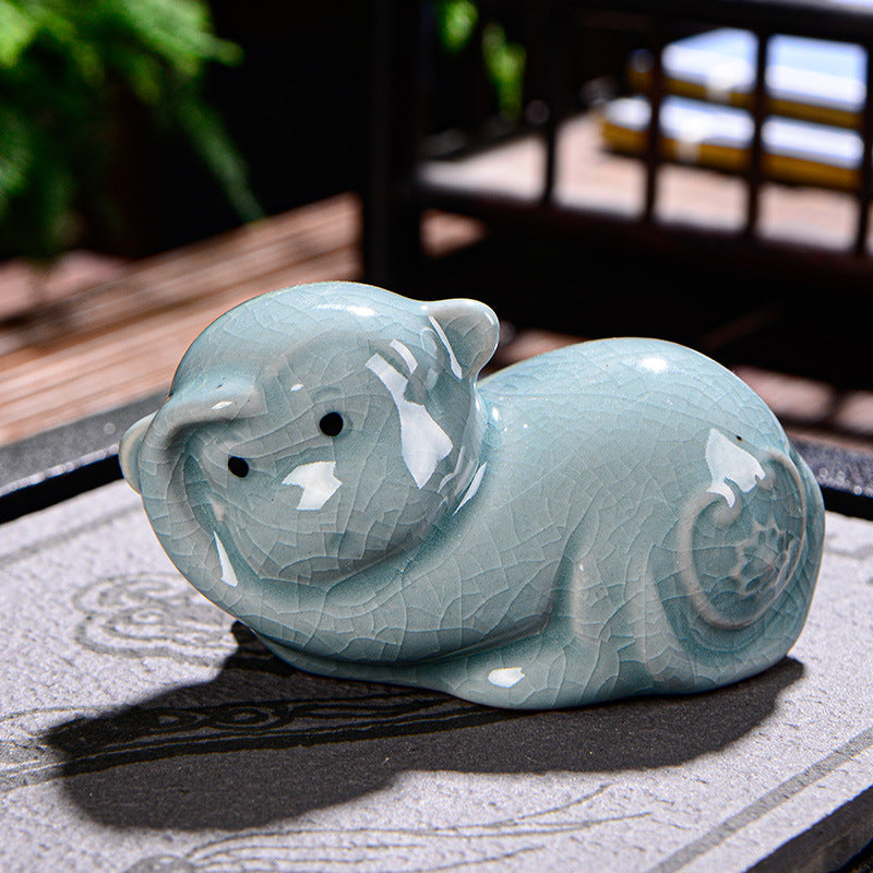 Buddha Stones zodiaco chino riqueza cerámica té mascota hogar estatuilla decoración