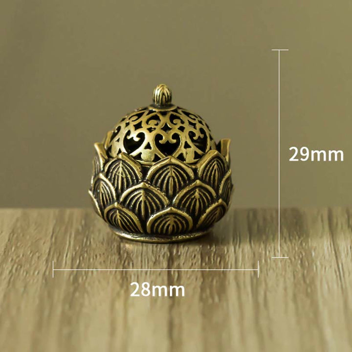Quemador de incienso de cobre para meditación con diseño de mini loto tibetano