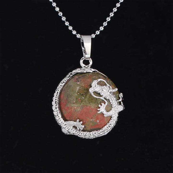 Colgante de collar de energía curativa de cristal de cuarzo Natural de dragón chino con Buddha Stones - Unakita - image 6