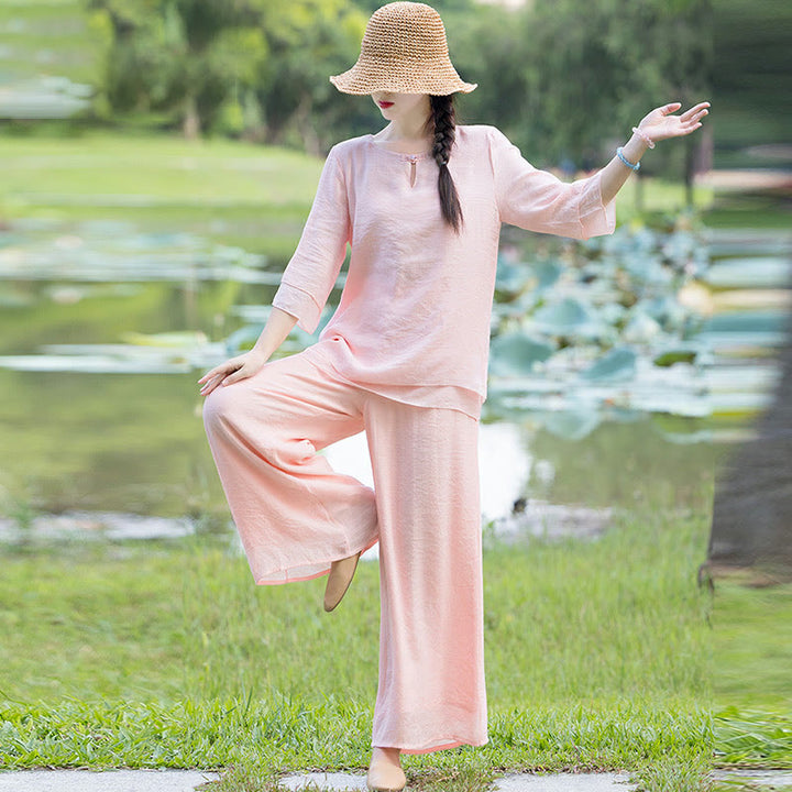 Conjunto de ropa de práctica matutina espiritual Zen para meditación y oración de Tai Chi, conjunto para mujer - image 16