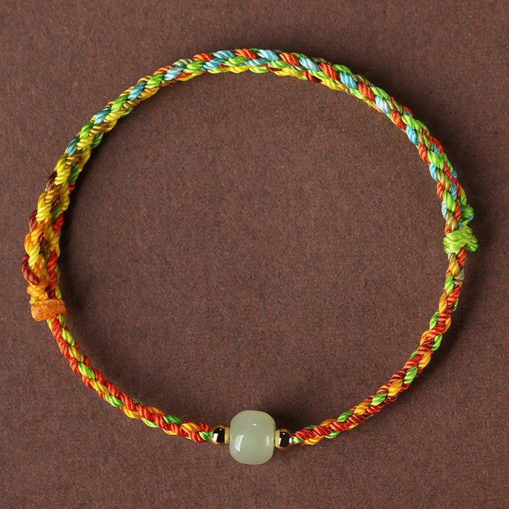Pulsera de abundancia de cuentas de jade de la suerte de cuerda colorida de Buddha Stones