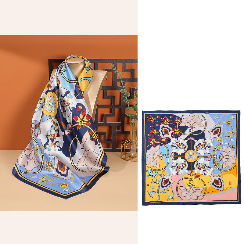 Buddha Stones escena pastoral globo aerostático flor de primavera 100% seda de morera cuello bufanda para el pelo - image 19