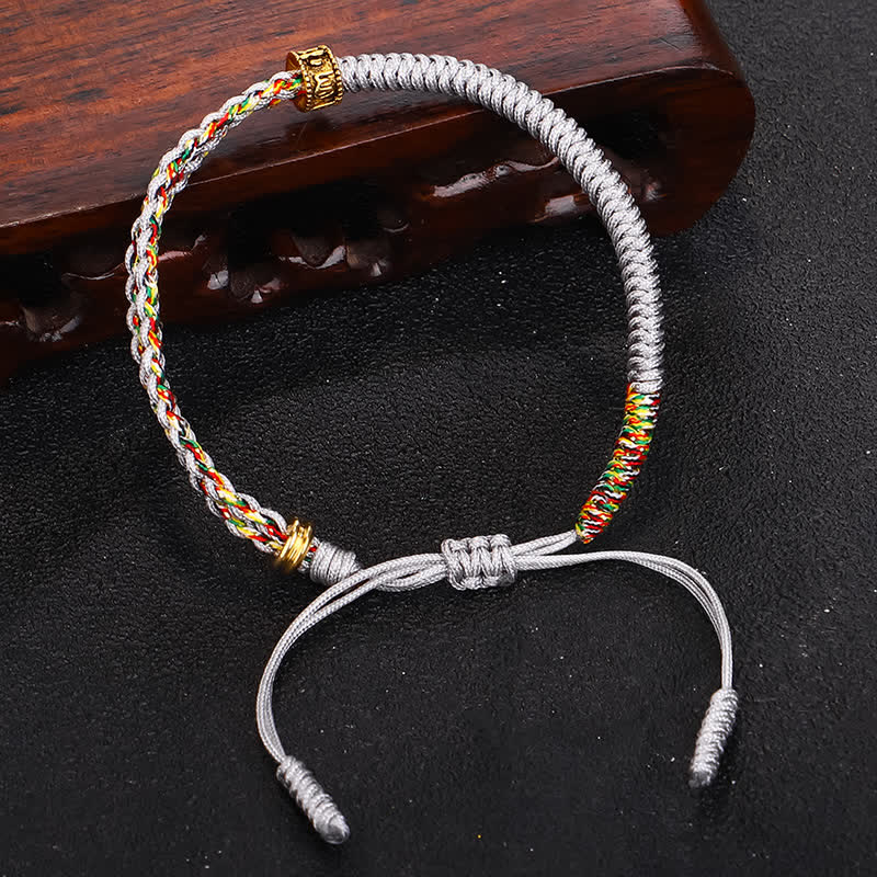 Pulsera de cuerda de la suerte con Buddha Stones Om Mani Padme Hum