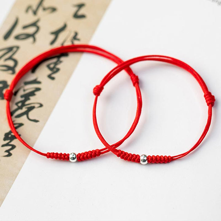Pulsera trenzada de hilo rojo con protección de cuentas de la suerte de plata de ley 925 con Buddha Stones