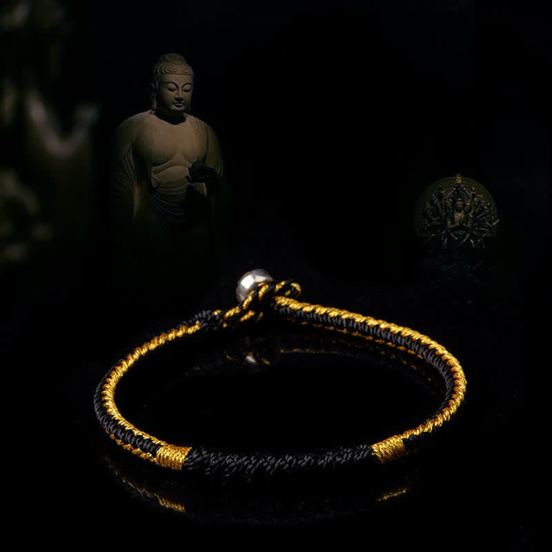 Pulsera de protección de cadena de suerte trenzada hecha a mano tibetana con Buddha Stones