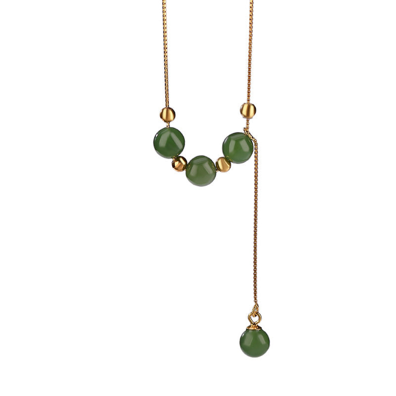 Colgante de collar curativo con cuentas de jade cian de plata de ley 925 con Buddha Stones