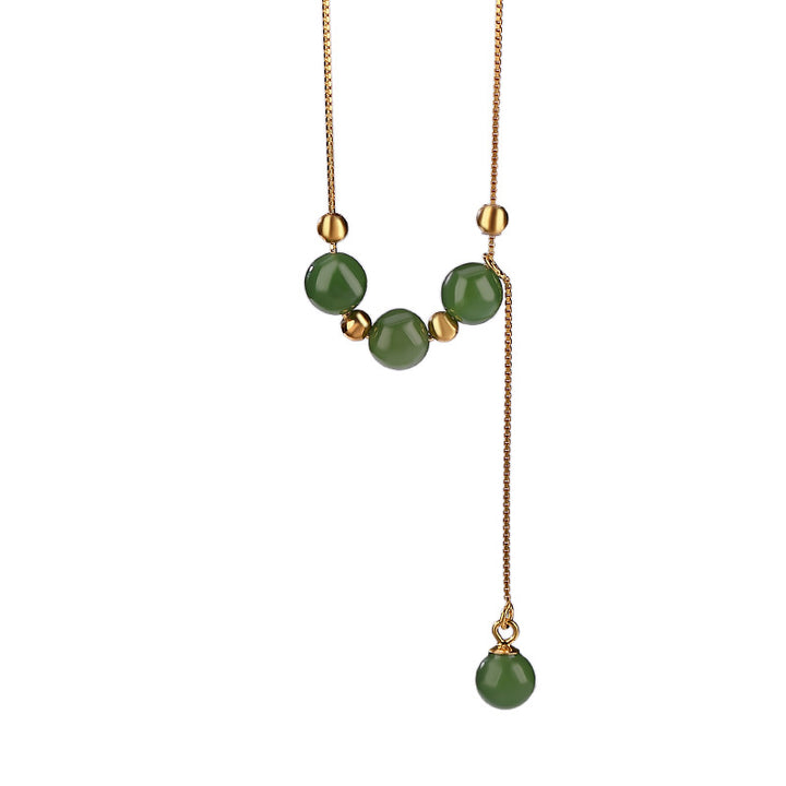 Colgante de collar curativo con cuentas de jade cian de plata de ley 925 con Buddha Stones