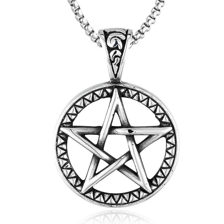 Colgante de collar de equilibrio de acero de titanio con pentagrama