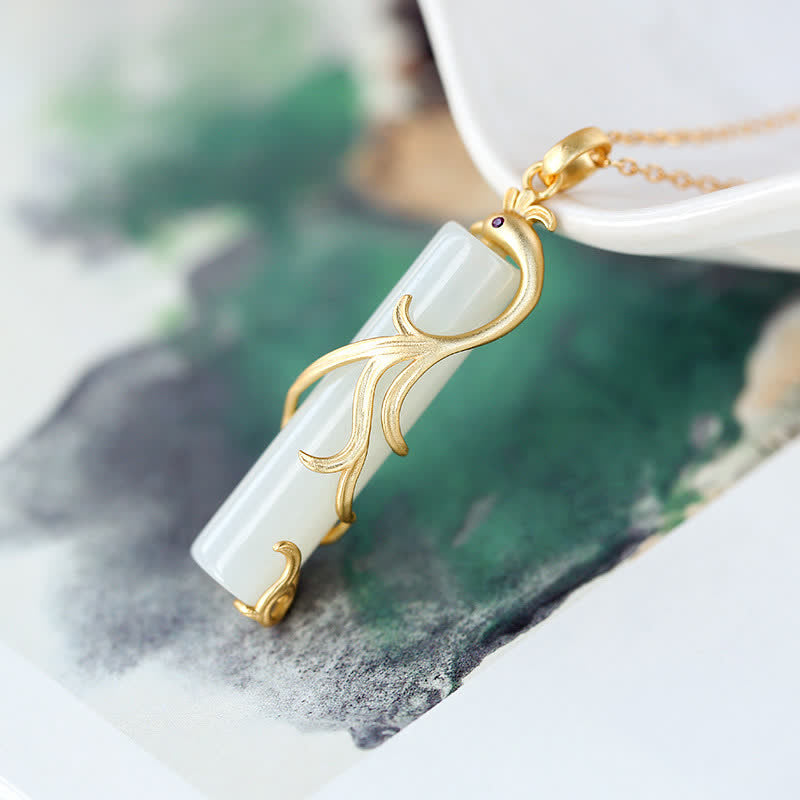 Colgante de collar de protección de cobre con Buddha Stones , dragón de Jade y Fénix - image 11