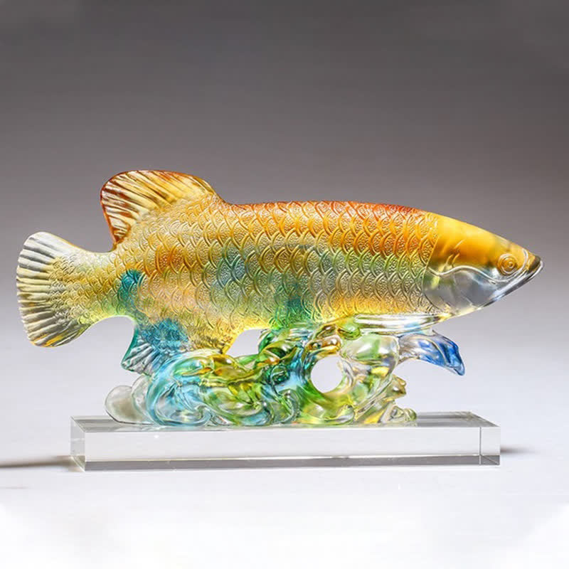 Pieza de arte hecha a mano de Liuli Crystal Koi Fish, decoración para el hogar y la Oficina