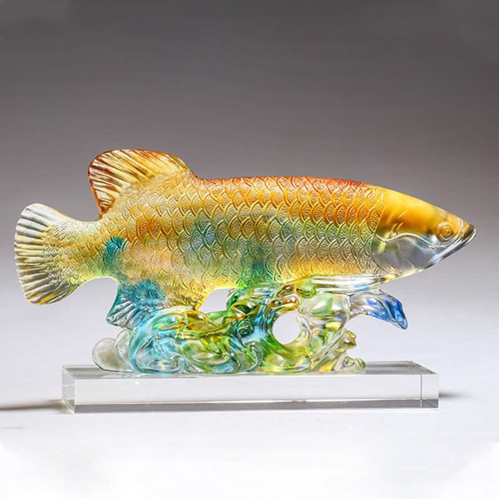 Pieza de arte hecha a mano de Liuli Crystal Koi Fish, decoración para el hogar y la Oficina