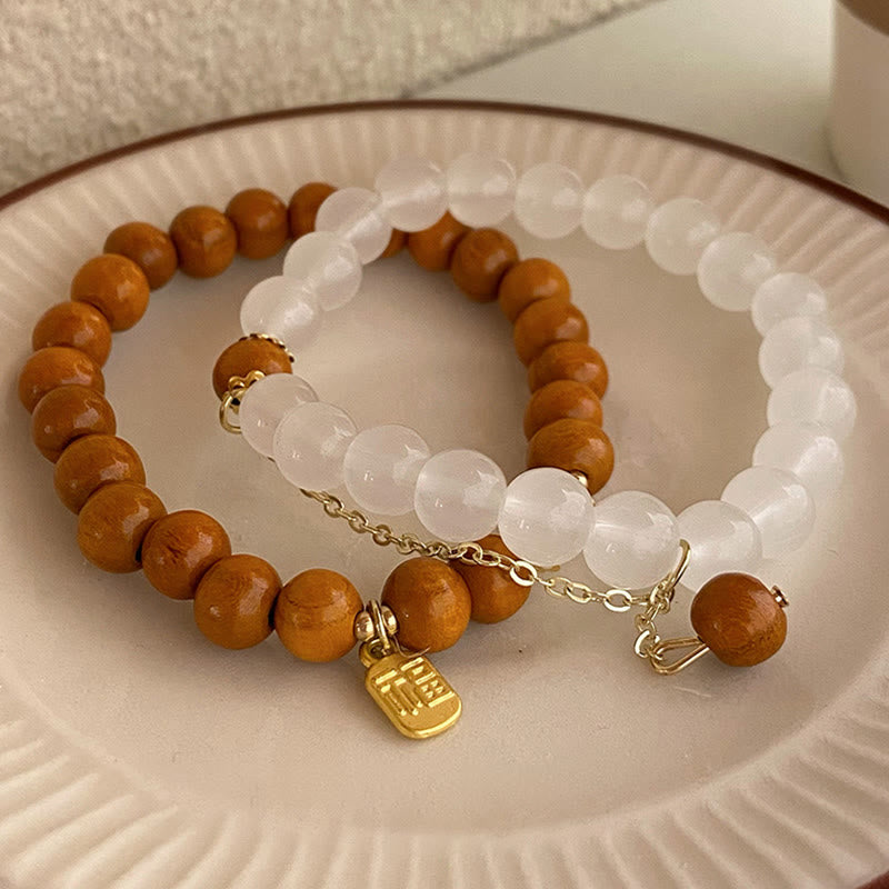 Pulsera de protección con dije de personaje Fu de ojo de gato de sándalo con Buddha Stones