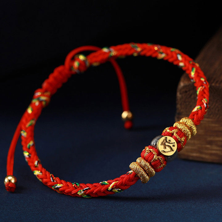 Pulsera de hilo trenzado de la suerte de plata con Buda natal del zodiaco chino de Buddha Stones